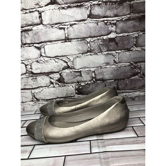 Ecco Silver Pewter Leather Rhinestone Ballet Flats Shoes Women’s Sz 40EU/9M US - Picture 10 of 16